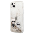 Karl Lagerfeld Liquid Glitter Karl & Choupette iPhone 14 Plus Deksel - Gull