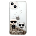 Karl Lagerfeld Liquid Glitter Karl & Choupette iPhone 14 Plus Deksel - Gull