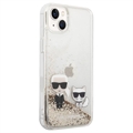 Karl Lagerfeld Liquid Glitter Karl & Choupette iPhone 14 Plus Deksel - Gull