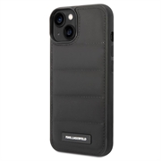 iPhone 15 Karl Lagerfeld Quilted Puffy Metal Logo Deksel - Svart