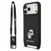 iPhone 18 Pro Max Karl Lagerfeld Saffiano Crossbody Metal Karl & Choupette Deksel - Svart