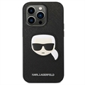 Karl Lagerfeld Saffiano Karl\'s Head iPhone 14 Pro Max Deksel - Svart