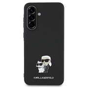 Samsung Galaxy A36 Karl Lagerfeld Saffiano Metal Karl and Choupette-deksel - Svart