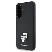 Samsung Galaxy A56 Karl Lagerfeld Saffiano Metal Karl and Choupette-deksel - Svart