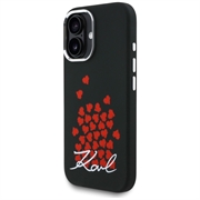 iPhone 16 Karl Lagerfeld Silicone Heart Sign Logo MagSafe-deksel - svart