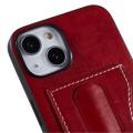 iPhone 14 Plus Belagt Deksel med Kortholder og Vippestativ - Rød