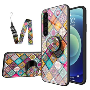 Checkered Pattern Samsung Galaxy S23 5G Hybrid-deksel - Fargerik Mandala
