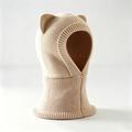 Strikket balaklava med katteører for barn - beige