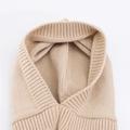 Strikket balaklava med katteører for barn - beige