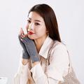 Knitted Soft Wool Fingerless Mittens - Grå