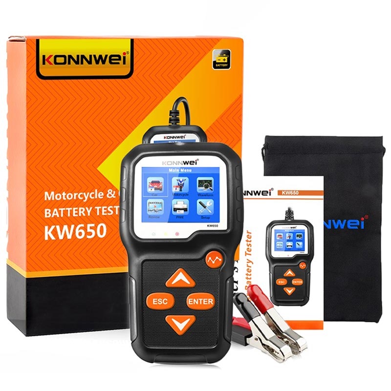 Konnwei KW650 Motorsykkel og Bil Batteritester - 6V-12V