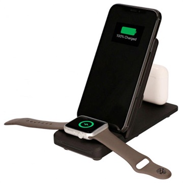 Ksix 3-i-1 Dockingstasjon - iPhone, AirPods, Apple Watch - Svart