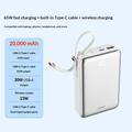 Ldnio PQ44 20000mAh 45W powerbank - innebygd USB-C-kabel, 15W trådløs lading - hvit
