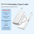 LDNIO PQ51 20000mAh 45W magnetisk powerbank - innebygd USB-C-kabel, 15W trådløs lading - hvit