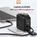 LDNIO Q2618 65W GaN-hurtiglader med utskiftbare stikkontakter - USB-C/USB-A - svart