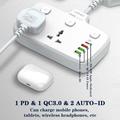LDNIO SC2413 20W stikkontaktliste med 2 stikkontakter, 4 USB-porter og PD-hurtiglading