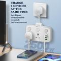 LDNIO SC2413 20W stikkontaktliste med 2 stikkontakter, 4 USB-porter og PD-hurtiglading