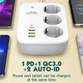 LDNIO SEW3452 smart stikkontakt med Wi-Fi - 30W PD-hurtiglading, 3 EU-stikkontakter, 4 USB-porter og fjernstyring via app