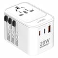 Ldnio Z9 20W reiseadapter - 2x USB-C PD, USB-A QC3.0 - hvit