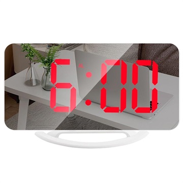 LED-vekkerklokke med Digital Skjerm og Speil TS-8201 - Rød / Hvit
