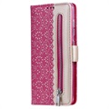 Lace Pattern Huawei P40 Lite Lommebok-deksel - Hot Pink