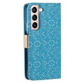 Lace Pattern Samsung Galaxy S22+ 5G Lommebok-deksel - Blå