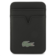 iPhone 18 Pro Lacoste Iconic Petit Pique MagSafe-deksel og magnetisk kortholder - Svart