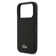 iPhone 18 Pro Max Lacoste Iconic Petit Pique MagSafe-deksel og magnetisk kortholder - Svart