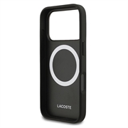iPhone 18 Pro Max Lacoste Iconic Petit Pique MagSafe-deksel og magnetisk kortholder - Svart
