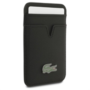 iPhone 18 Pro Max Lacoste Iconic Petit Pique MagSafe-deksel og magnetisk kortholder - Svart