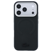 iPhone 18 Pro Lacoste PVC Petit Pique Preget MagSafe-deksel som dekker deler av kantene - svart
