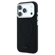 iPhone 18 Pro Lacoste PVC Petit Pique Preget MagSafe-deksel som dekker deler av kantene - svart