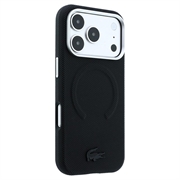 iPhone 18 Pro Lacoste PVC Petit Pique Preget MagSafe-deksel som dekker deler av kantene - svart