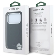 iPhone 18 Pro Lacoste PVC Petit Pique Preget MagSafe-deksel som dekker deler av kantene - svart