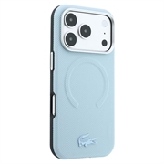 iPhone 18 Pro Lacoste PVC Petit Pique Preget MagSafe-deksel som dekker deler av kantene - Blå