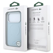 iPhone 18 Pro Lacoste PVC Petit Pique Preget MagSafe-deksel som dekker deler av kantene - Blå