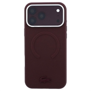 iPhone 18 Pro Max Lacoste PVC Petit Pique Preget MagSafe-deksel som dekker deler av kantene - Burgund