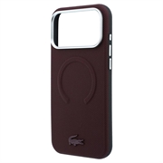 iPhone 18 Pro Max Lacoste PVC Petit Pique Preget MagSafe-deksel som dekker deler av kantene - Burgund