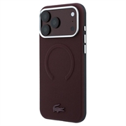 iPhone 18 Pro Max Lacoste PVC Petit Pique Preget MagSafe-deksel som dekker deler av kantene - Burgund