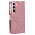Lace Pattern Samsung Galaxy S22 5G Lommebok-deksel - Rosa