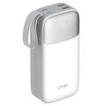 Ldnio PQ30 powerbank med USB-C-/Lightning-kabler - 30000mAh - hvit