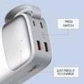 Ldnio PQ30 powerbank med USB-C-/Lightning-kabler - 30000mAh - hvit