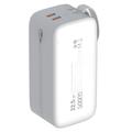 Ldnio PQ50 bærbar powerbank - 50000mAh, USB-C-/Lightning-kabler - hvit