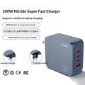 Ldnio Q8 100W GaN-hurtiglader - 3x USB-C, USB-A, Lightning - Blå