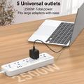 Ldnio SC5614 stikkontaktliste med 5 stikkontakter og 6 USB-porter - 2m, EU-stikkontakt