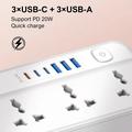 Ldnio SC5614 stikkontaktliste med 5 stikkontakter og 6 USB-porter - 2m, EU-stikkontakt