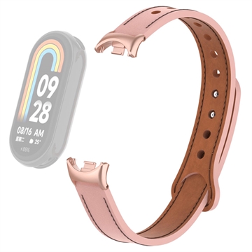 Xiaomi Smart Band 8 Lærrem med Kontakter - Rosa