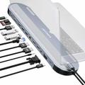 Lemorele TC28 12-i-1 USB-C-hub / dokkingstasjon - sølv / grå