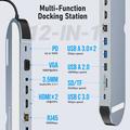 Lemorele TC28 12-i-1 USB-C-hub / dokkingstasjon - sølv / grå