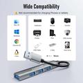 Lemorele TC53 Compact 4-i-1 USB 3.0-hub – grå